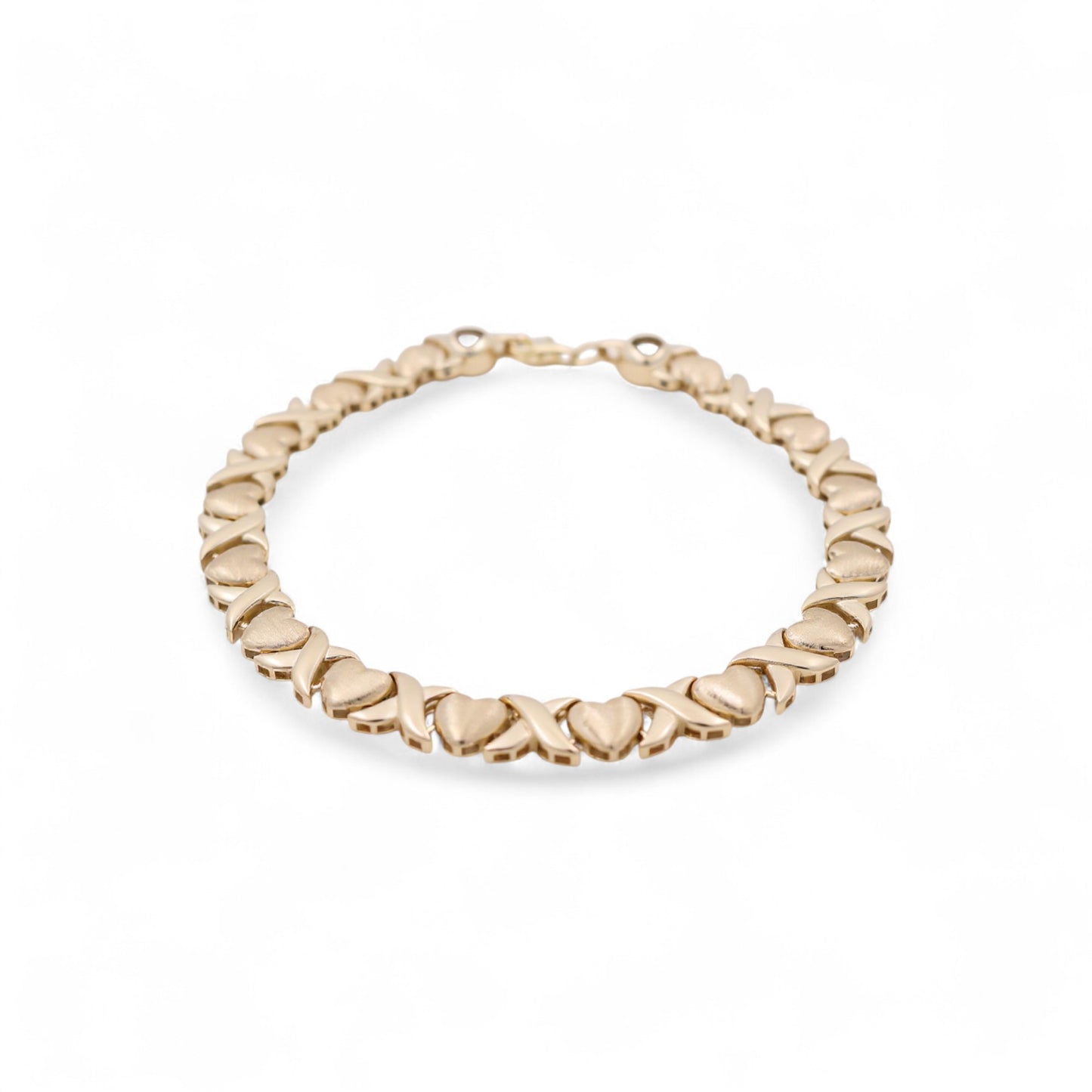 14K Yellow Gold Women's Bracelet with Hearts / Size: 7.5" / Weight: 8.1 GR / COWB4HR-7