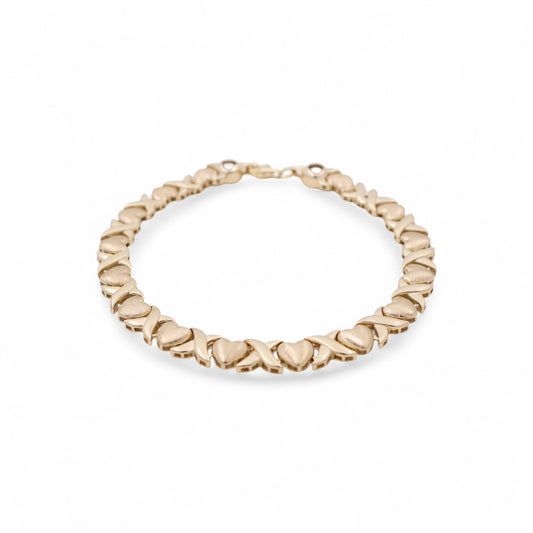 14K Yellow Gold Women's Bracelet with Hearts / Size: 7.5" / Weight: 8.1 GR / COWB4HR-7