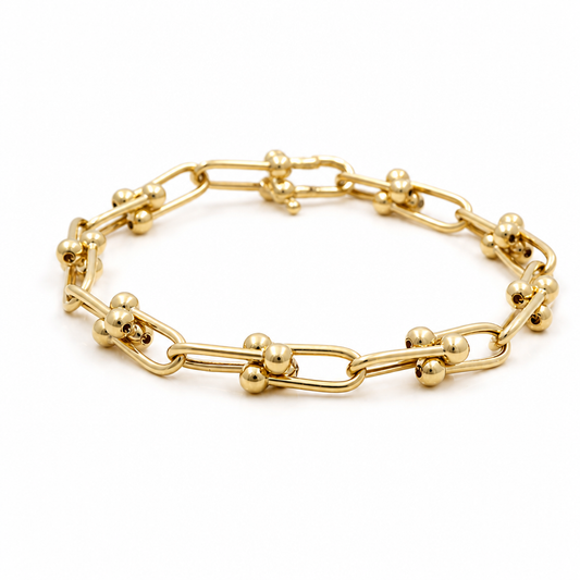 10K Yellow Gold Fashion Link TF Women's Bracelet / Size: 7.5” 7MM / Weight: GR / DQWB0TF-1