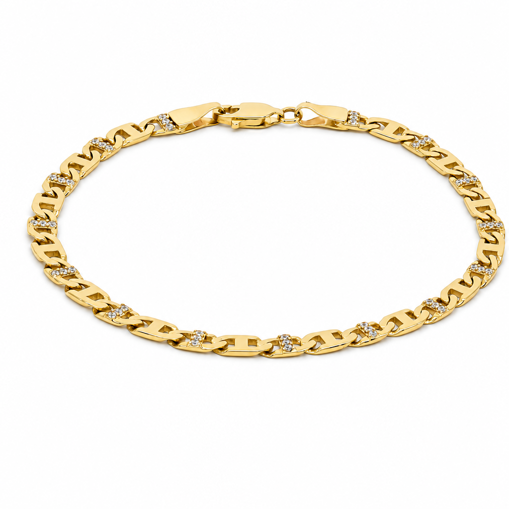 10K Yellow Gold Marine Women's Bracelet with Cz / Size: 7.5'' / Weight: 5.2 GR / LLBWB0MR