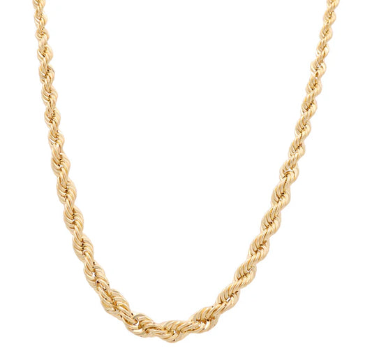 10K Yellow Gold Hollow Rope Link Chain / Size: 3.5mm 20" / Weight: 6.5GR / DQCH0RP3.5-20