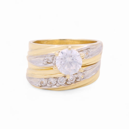 14K Yellow and White Gold Women’s Bridal Set / Stone: Cz / Size: 7 / Weight: 8.6 GR / CEEWRTT4BS-5