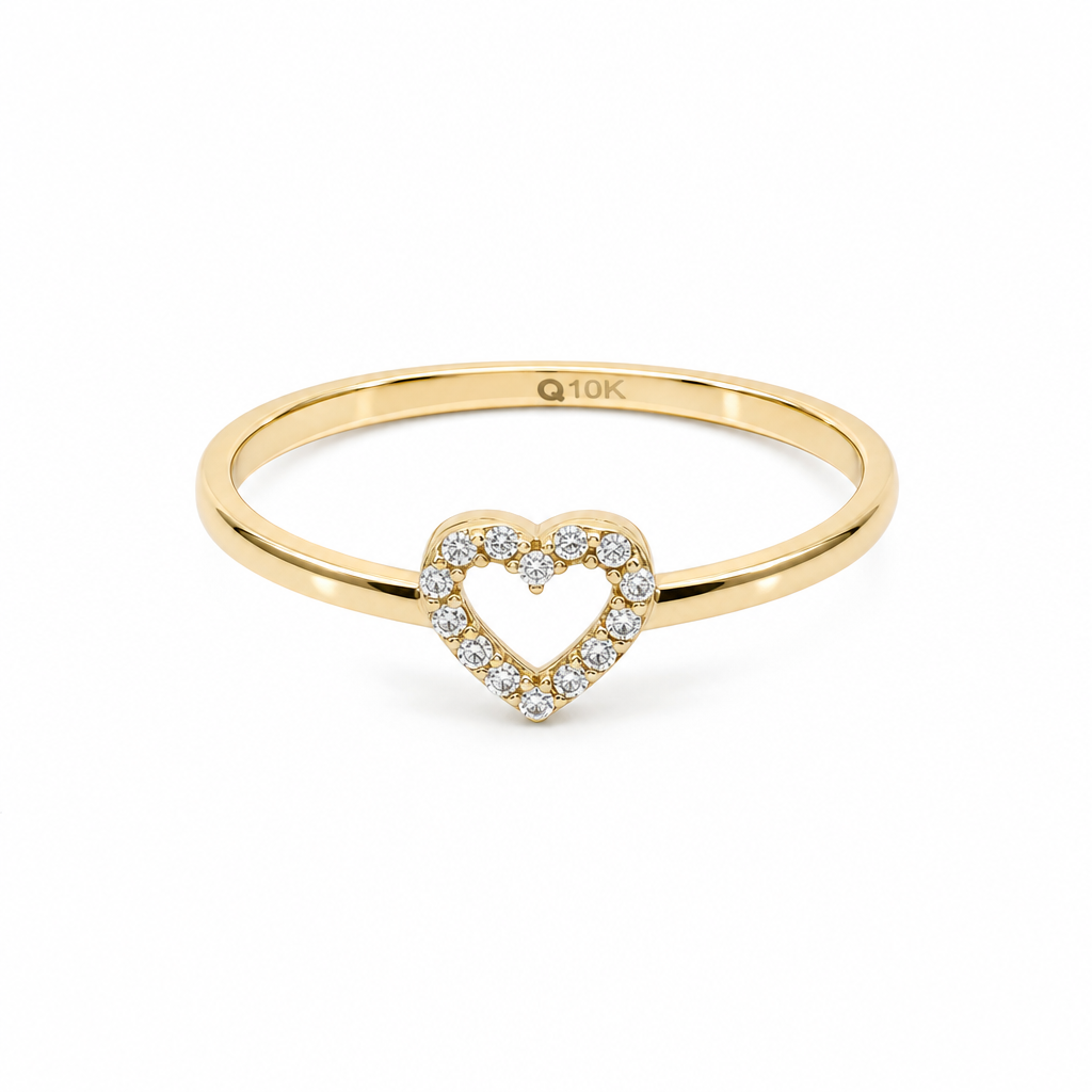 10K Yellow Gold Heart Women's Ring / Size: sz7 / Stone: Cz / Weight: 0.9 GR / DQWR0HR-31