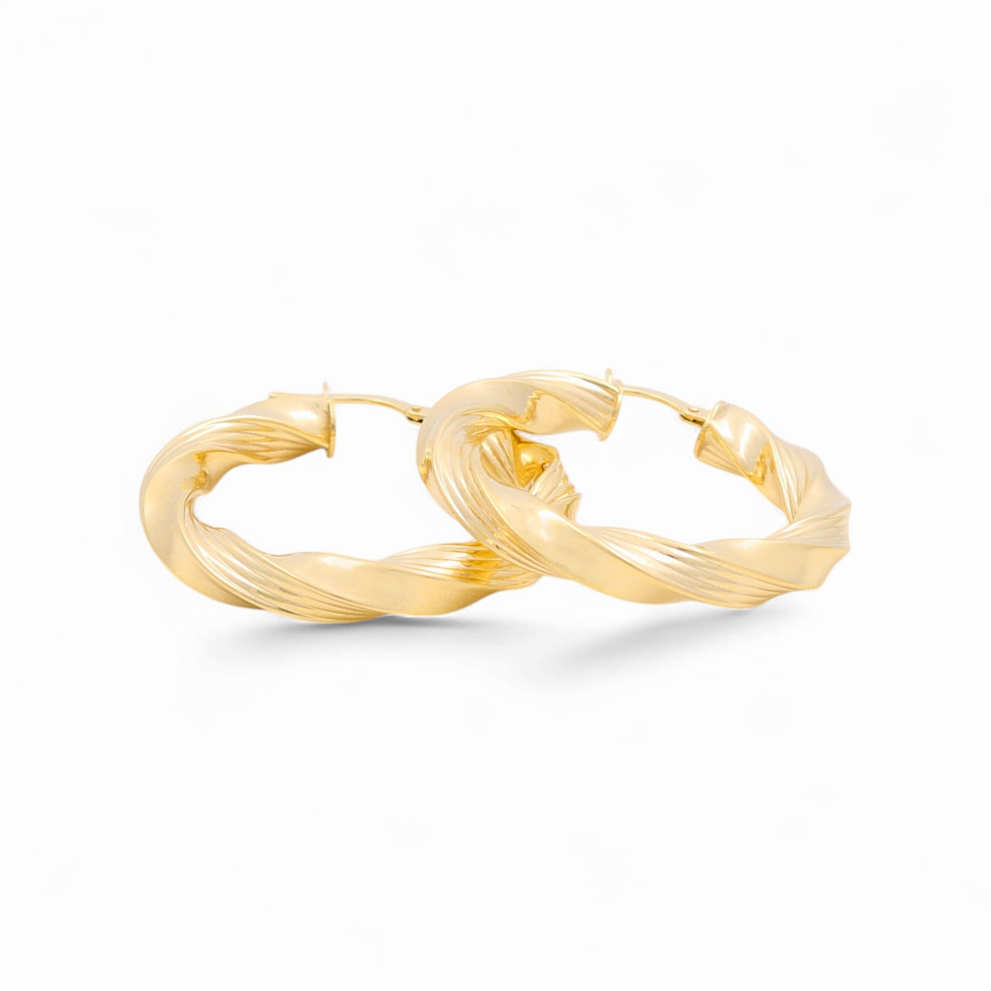 14K Yellow Gold Women's Twist Hoops Earrings / Size: 5mmx25mm / Weight: 4 GR / 240-00662