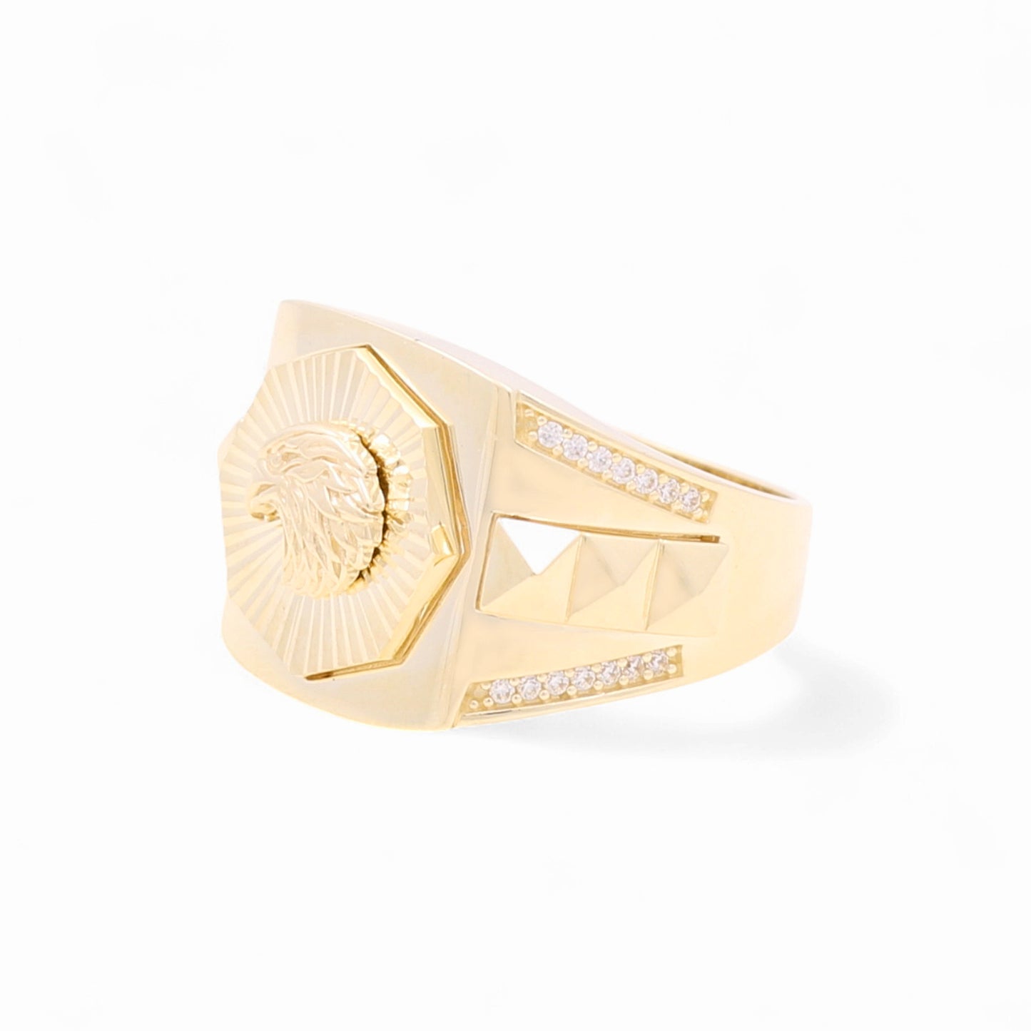 10K Yellow Gold  Head Eagle Men's Ring / Stone: CZ / Size: 11 / Weight: 9.1GR / 711-99999