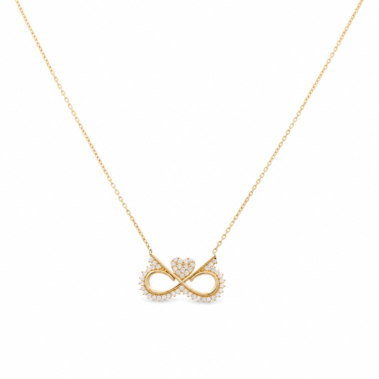 14K Yellow Gold Women's Necklace With Infiniti and Heart Pendant / Stone: Cz / Size: 17" / Weight: 2.7 GR / CCNK4IF