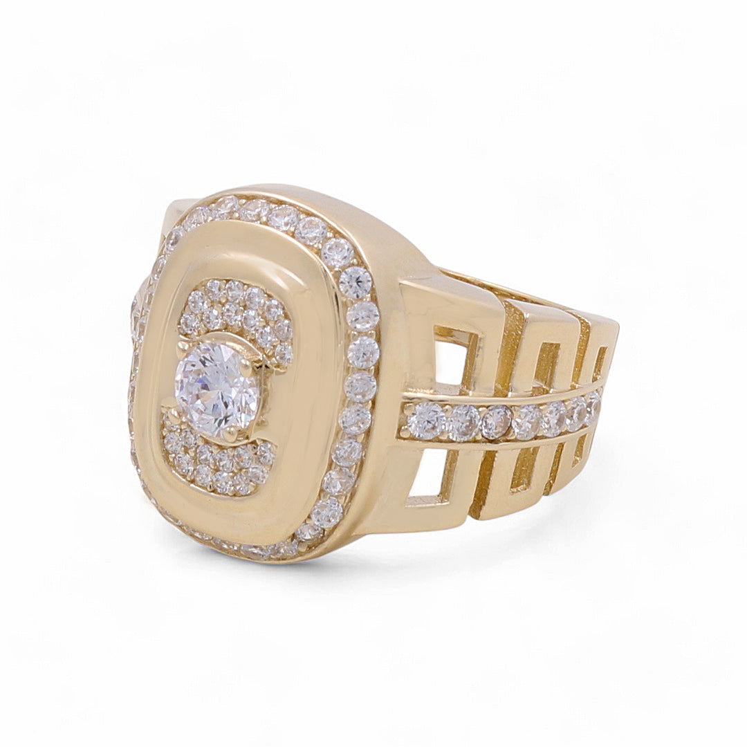14K Yellow Gold Men’s Fashion Ring / CZ / Size 10.5 / Weight: 7.8 GR / COMR4FS-4