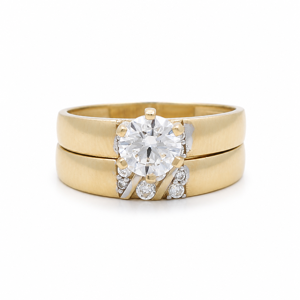 14K Yellow Gold Women’s Bridal Set / Stone: Cz / Size:7 / Weight: 3.3 GR / KEEWR4BS-35
