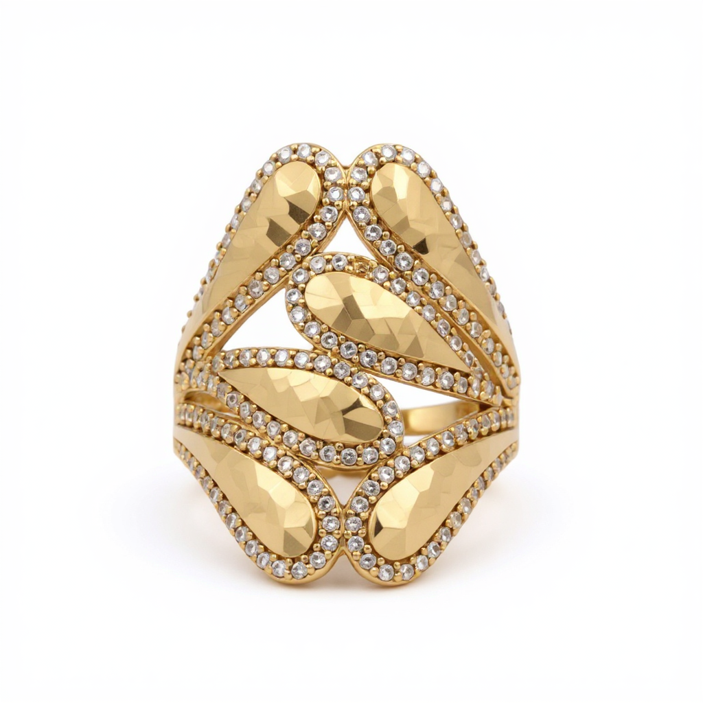 14K Yellow Gold Fashion Women's Ring with CZ / Size 8 / Weight: 5.3 GR / DOWR4FS-15