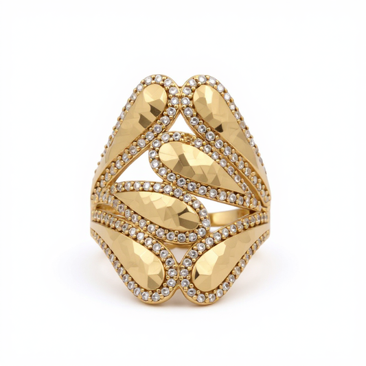 14K Yellow Gold Fashion Women's Ring with CZ / Size 8 / Weight: 5.3 GR / DOWR4FS-15