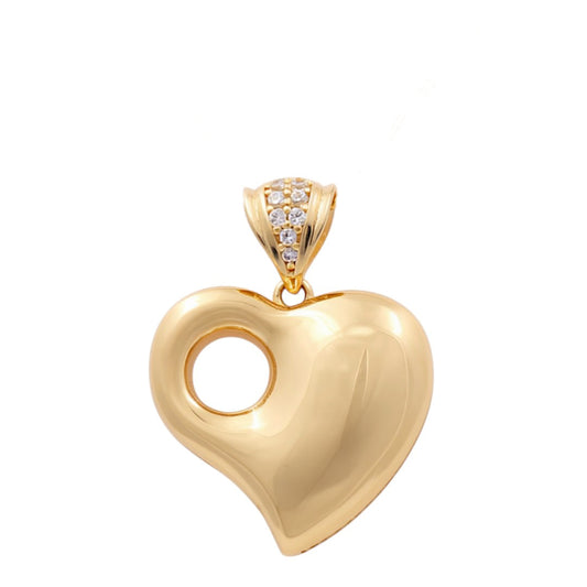 14K Yellow Gold Fashion Heart Pendant with Cz / Size: 23 MM / Weight: 4.6 GR / COPD4HR-10