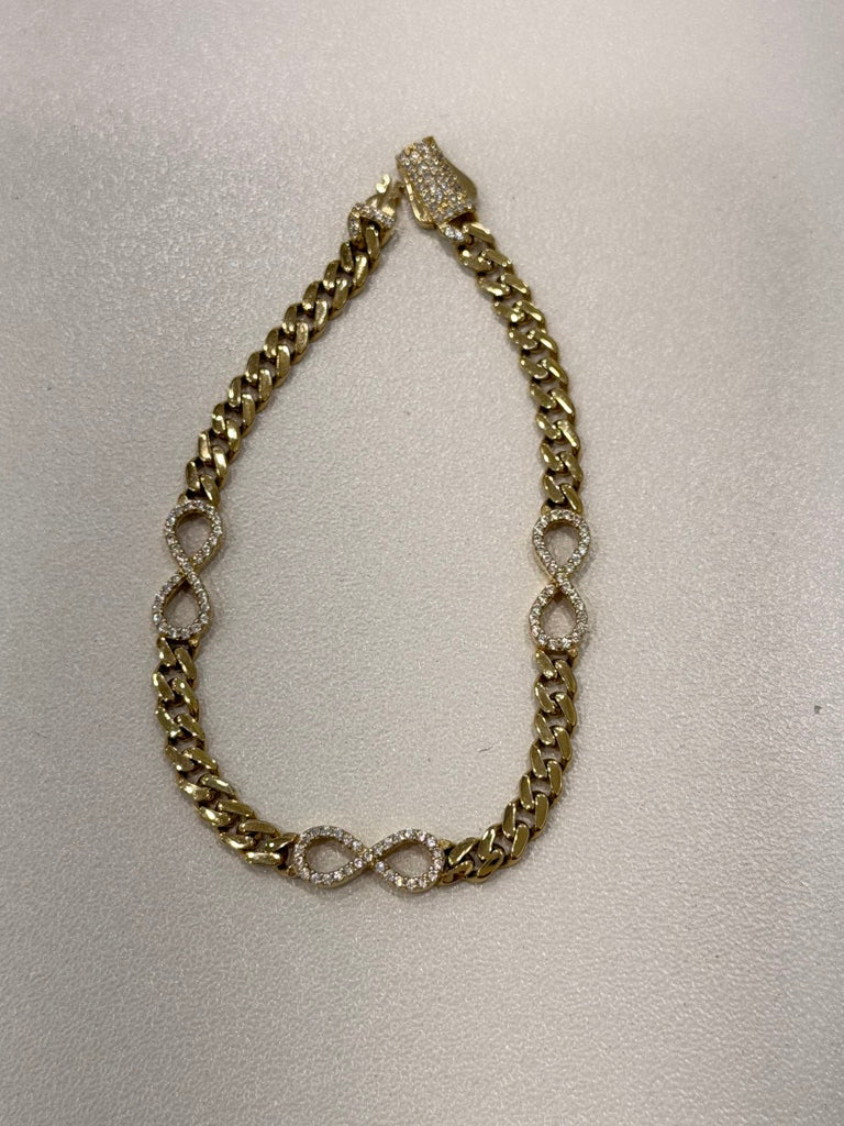10K D TF Yellow Gold Women's Infinity Bracelet With Cz / Size: 6.5" 4mm / Weight: 4.4gr / DQWB0IF