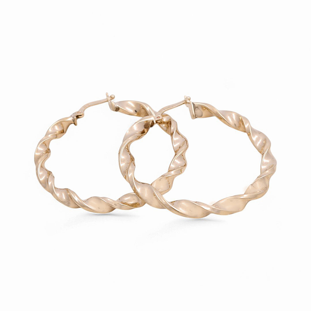 10K Yellow Gold Twisted Hoops Earrings / Size:3mm X 34mm / Weight:2.5gr / CAEH0TR3X34