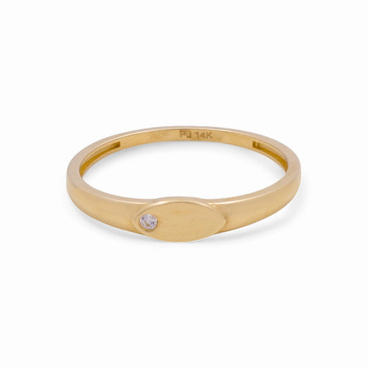14K Yellow Gold Fashion Women's Ring with CZ / Size: 8 / Weight: 1.2 GR / CPWR4FS-5