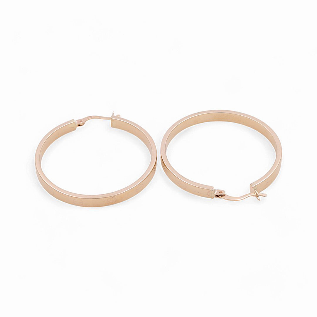 14K Yellow Gold Fashion CT Hoops Earrings / Size: 4mm X 35mm / Weight: 4.6 GR / KOEH4CT4x35