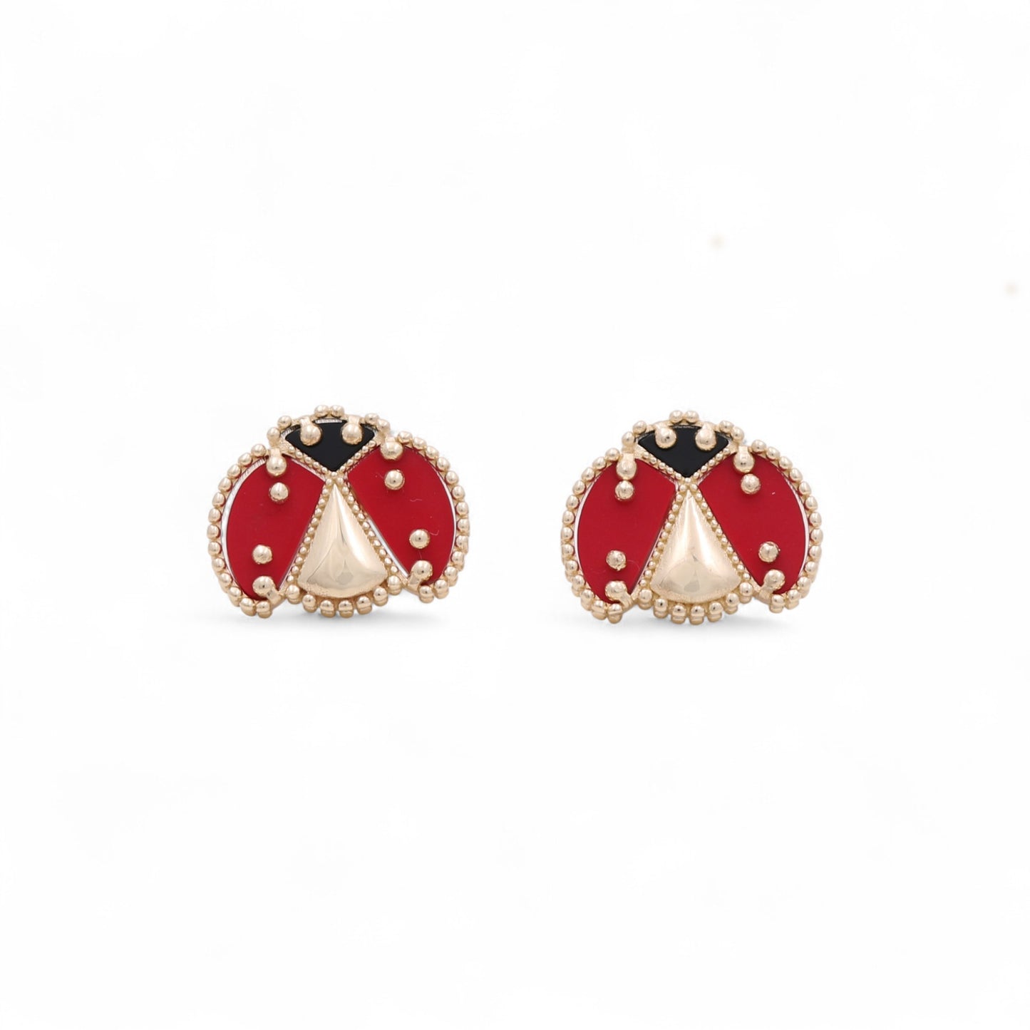 14K Yellow Gold Ladybug Women's Stud Earrings / Weight: 5.1 GR / CQES4LB