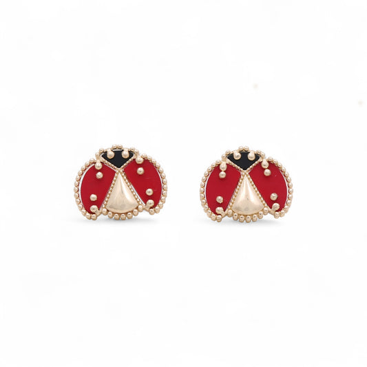 14K Yellow Gold Ladybug Women's Stud Earrings / Weight: 5.1 GR / CQES4LB