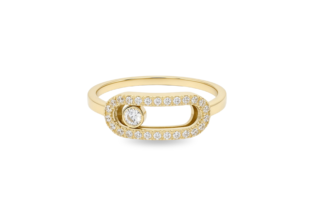 10K Yellow Gold Fashion MK Women's Ring with Cz / Size: 7.5 / Weight: 2 GR / DQWR0FS-129