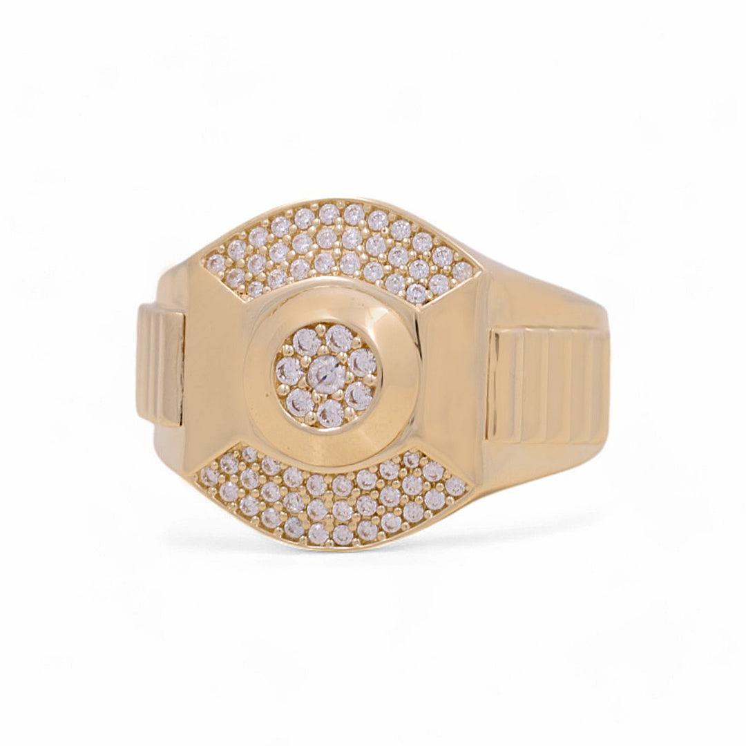 14K Yellow Gold Men’s Fashion Ring / CZ / Size 10 / Weight: 7.5 GR / COMR4FS-46