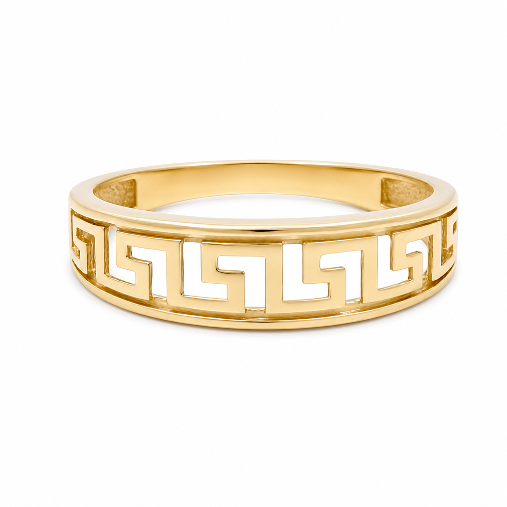 10K Yellow Gold Greek Design Women's Ring / Size: 8 / Weight: 1.6 GR / DQWR0GR-1