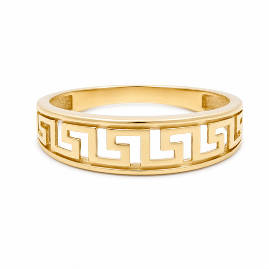 10K Yellow Gold Greek Design Women's Ring / Size: 8 / Weight: 1.6 GR / DQWR0GR-1