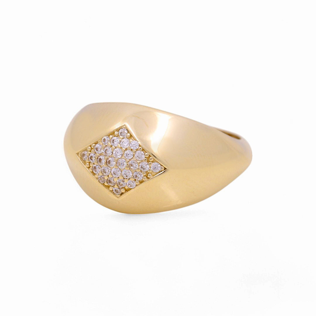 10K Yellow Gold Rhombus Women's Ring with Cz / Size: 7 / Weight: 2.2 GR / Y24-876