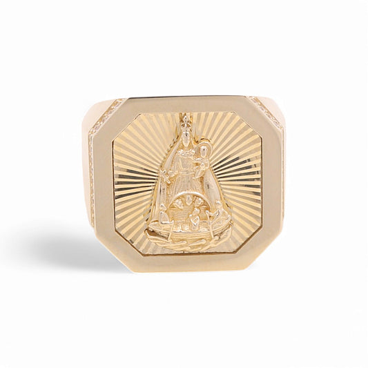 14K Yellow Gold Virgen de la Caridad Men’s Ring with Cz / Size 12 / Weight: 13 GR / DOMR4VC