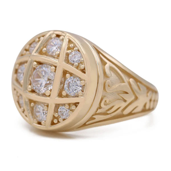 10K Yellow Gold Men’s Rosetta Style Ring /Size 11 / Weigh 12.7 GR / COMR0FS-1