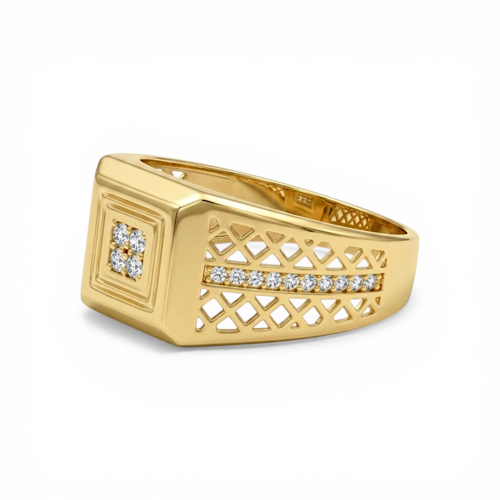 10K Yellow Gold Fashion Men's Ring with CZ/ Size: 10 / Weight: 3.5 GR / CLBMR0FS-3
