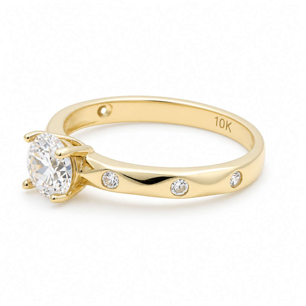 10K  Yellow Gold Engagement Women's Ring / Size:6.25 / Weight: 1.7 GR / DQWR0ER-1