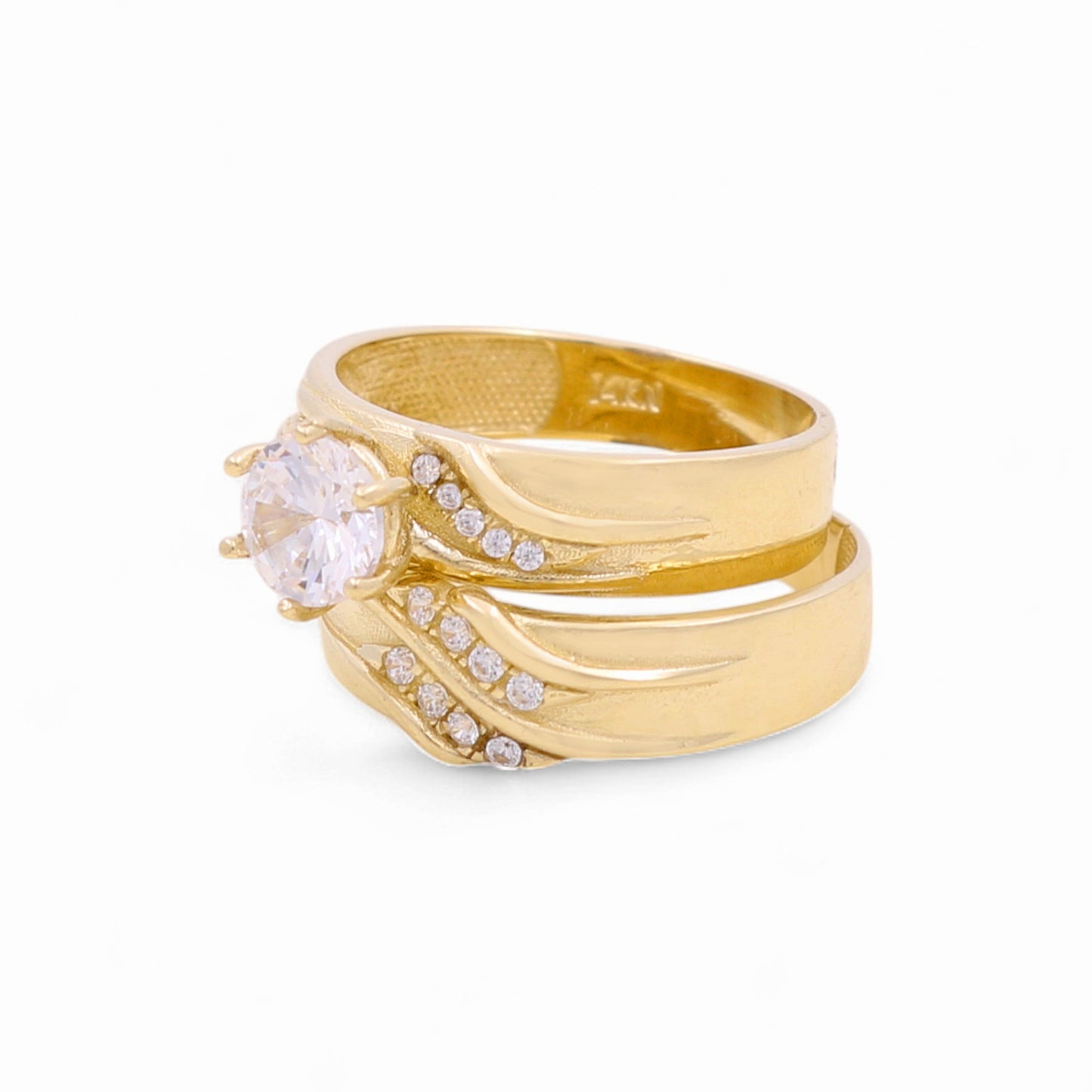 14K Yellow Gold Women’s Bridal Set / Stone: Cz / Size: 7 y 7.5 / Weight: 4.6 GR / CEEWR4BS-17