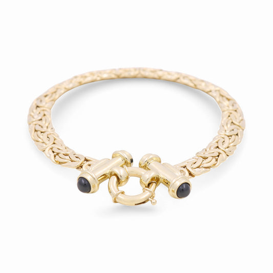 10K Yellow Gold Women's Byzantine Link Bracelet with Onix / Size: 7.5" / Weight: 11.8 GR / DPWB0BZ