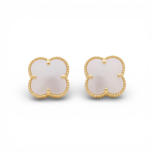 10K Yellow Gold Mother of Pearl Clover Stud Earrings / Size: 11.5MM / Weight: 2.3 GR / CQES0CLV-1