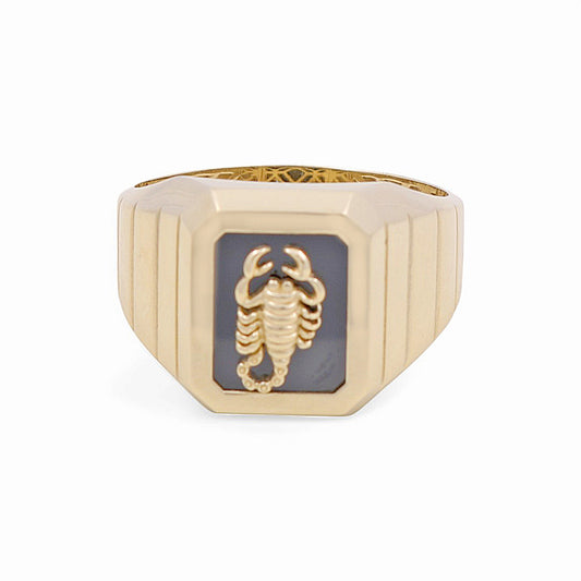 10K Yellow Gold Scorpion Men’s Ring with Onyx Stone / Size 9.5 / Weight: 5.6 GR / BPMR0SP-1