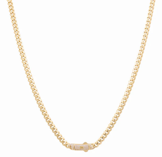 14K Yellow Gold Monaco Chain / Size: 5mm 22" / Stone: Cz / Weight: 22.2 GR / DOCH4MON5-22
