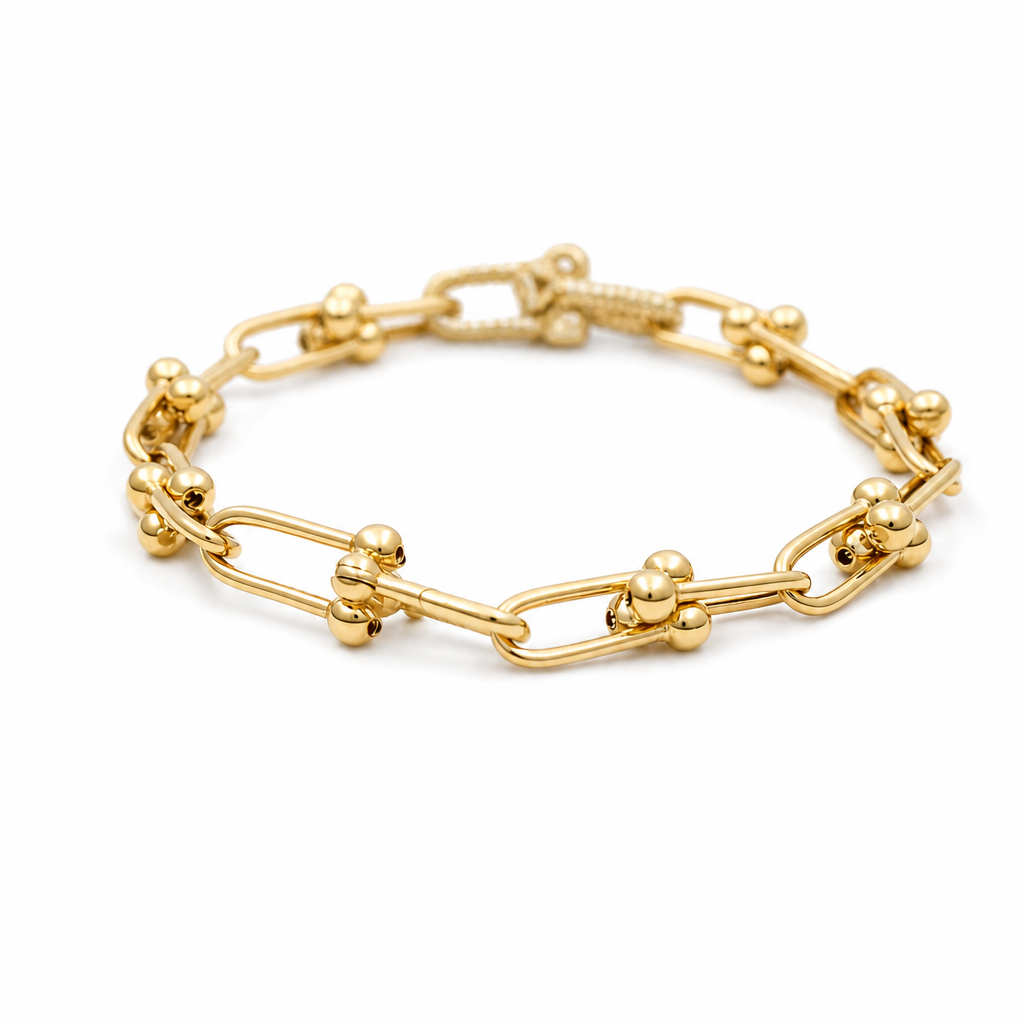 10K Yellow Gold Women's Fashion TT Bracelet With Cz Stones / Size: 7.5" / Weight: 7.5 GR / DQWB0TT-1