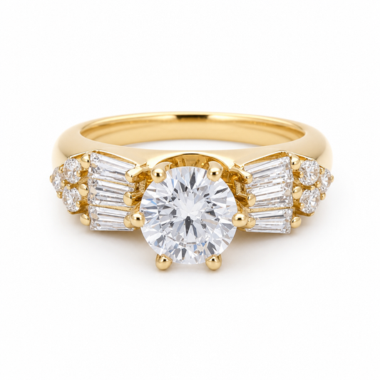 14K Yellow Gold Women's Engagement Ring / Stone: Cz / Size: 8 / Weight: 4.8 GR / CLBWR4ER-1