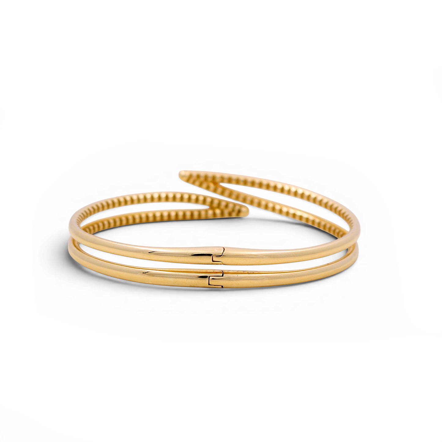 14K Yellow Gold SemiSolid Fashion Bangle Bracelet / Weight: 14.5 GR / COBB4FS-10