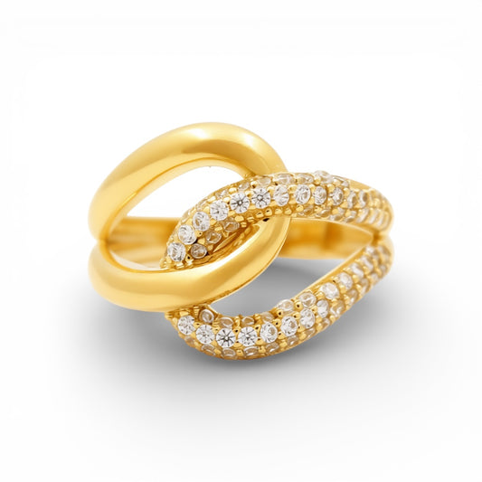 14K Yellow Gold Fashion Woman's Ring With Cz / Size: 8.5 / Stone: Cz / Weight: 2.7 GR / Y25-401