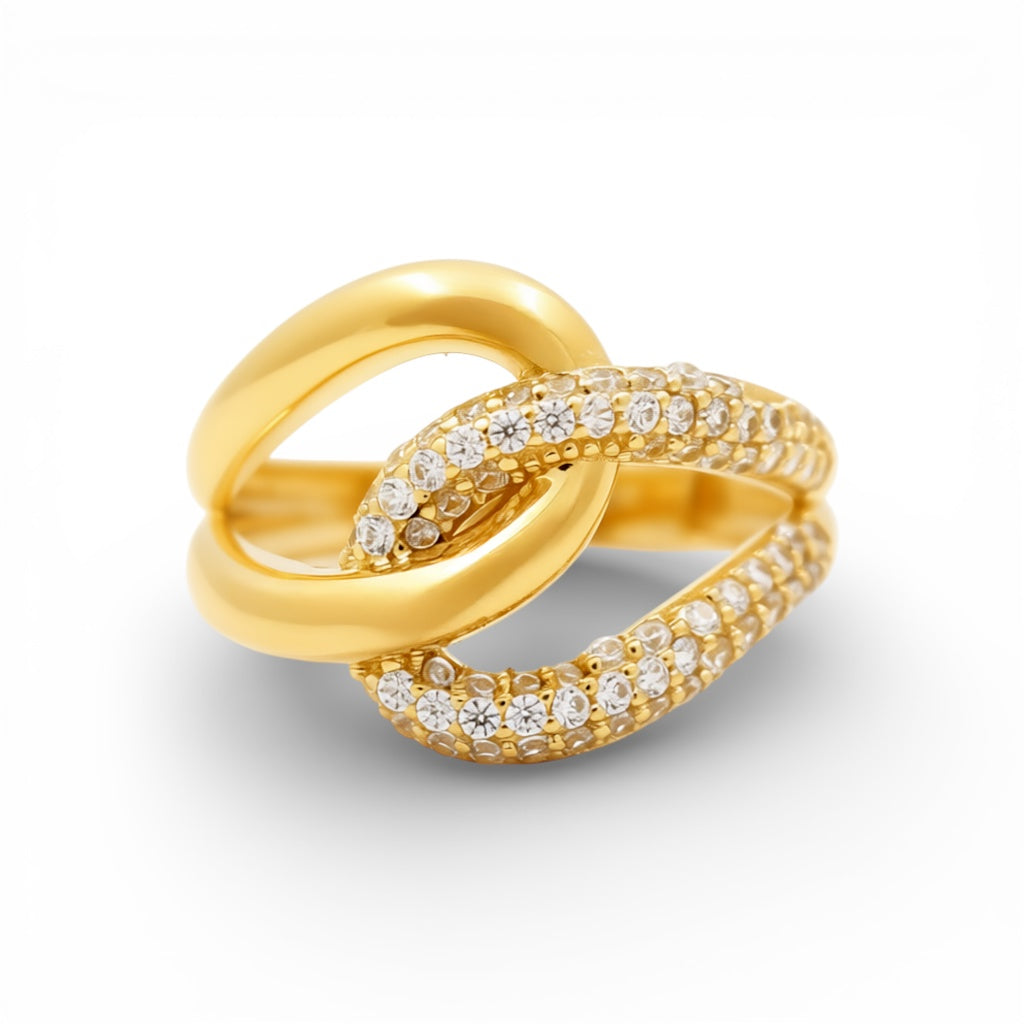 14K Yellow Gold Fashion Woman's Ring With Cz / Size: 8.5 / Stone: Cz / Weight: 2.6 GR / Y25-401
