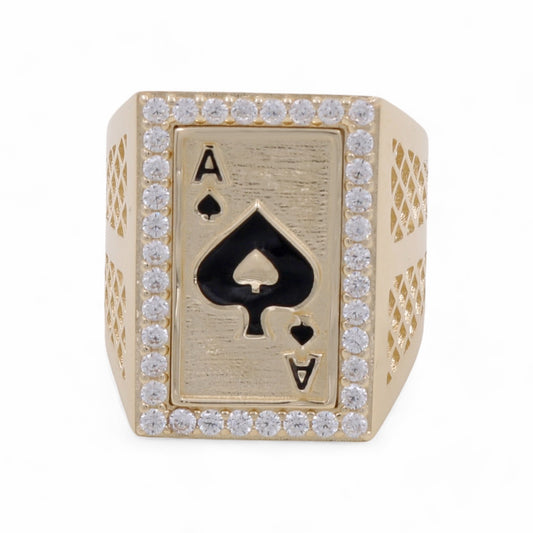 14K Yellow Gold Men’s Card Deck / CZ / Size 10 / Weight: 10.6 GR / COMR4DK