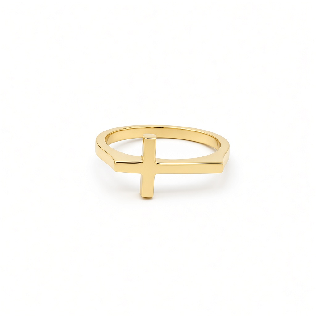 10K Yellow Gold Cross Women's Ring / Size: 7.5 / Weight: 1.4 GR / DOWR0CS