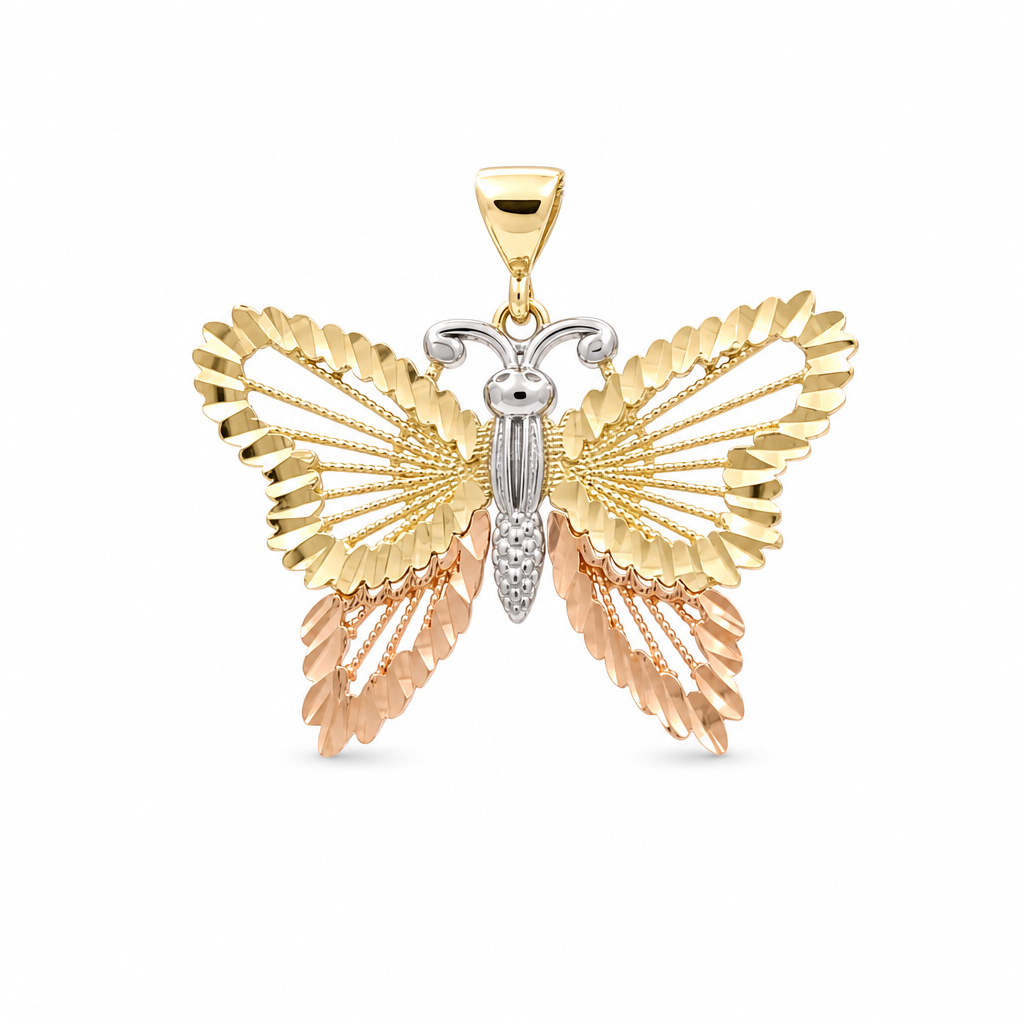 10K Yellow, White & Rose Gold Butterfly Pendant / Weight: 2.4 GR / DQPD3T0BF