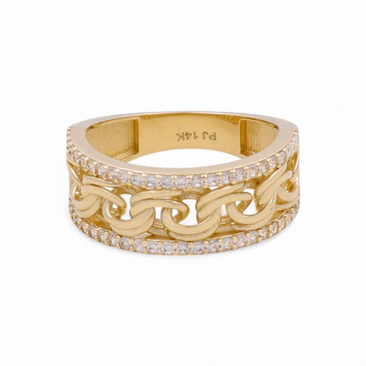 14K Yellow Gold Fashion Women's Ring with Cz / Size: 7/ Weight: 4.1GR / CPWR4FS-24