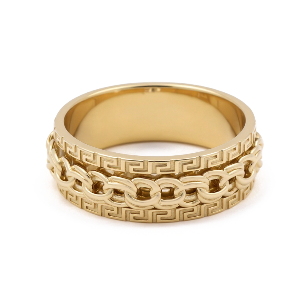 10K Yellow Gold Fashion Women's Greek Ring with Chinese Link / Size: 10 / Weight: 5 GR / COWR0FSGR