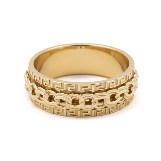 10K Yellow Gold Fashion Women's Greek Ring with Chinese Link / Size: 10 / Weight: 5 GR / COWR0FSGR