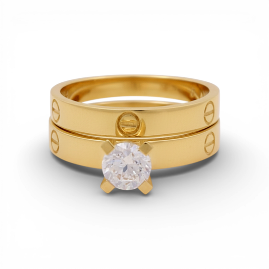10K Yellow Gold CT Woman’s Bridal Set / Stone: Cz / Size: 7.5 y 8.5 / Weight: 3.1GR / CQWR0BSCT