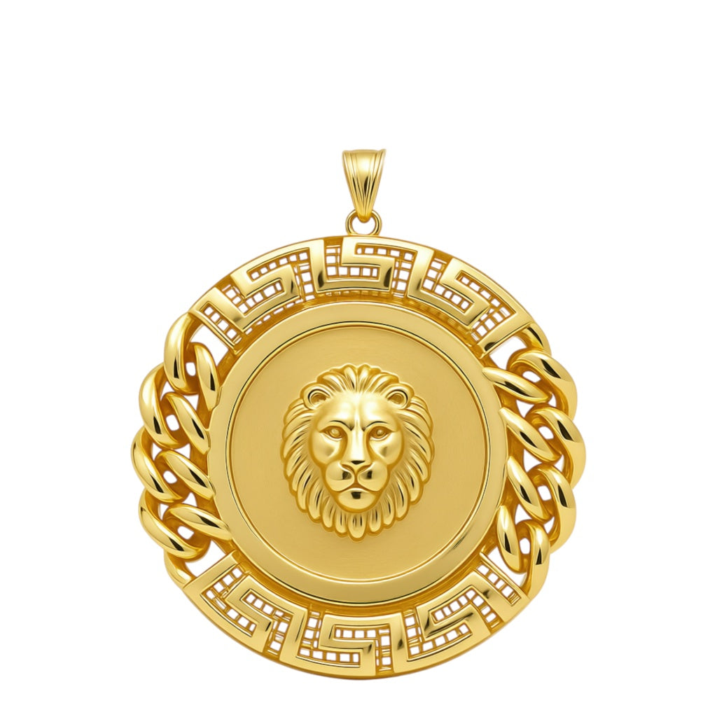 14K Yellow Lion Medal Pendant / Weight: 9 GR / COPD4MDLN