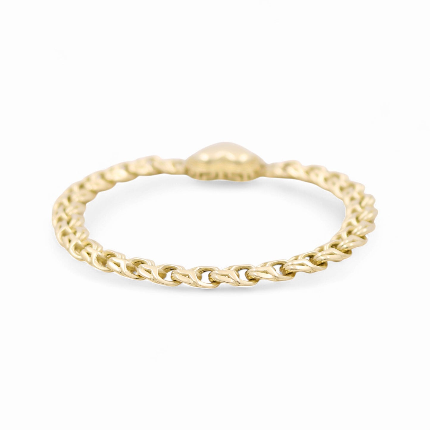 10K Yellow Gold Chinese Link Women's Bracelet with Heart and Greek / Size: 7.5” / Weight: 10.3 GR / DQWB0HRGR