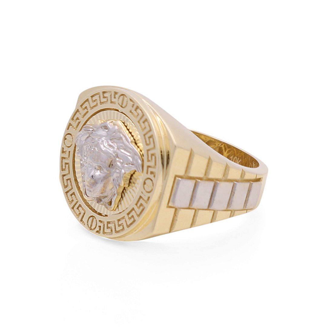 10K D Yellow and White Gold Greek Medusa Men's Ring / Size: 10.5 / Weight: 7.4 GR / DPMRTT0VS-2